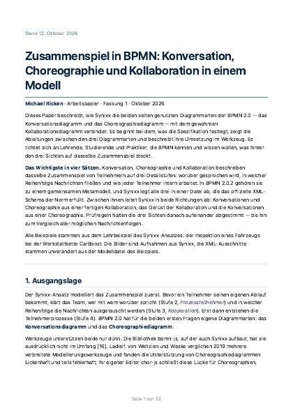 Deckblatt: Zusammenspiel in BPMN